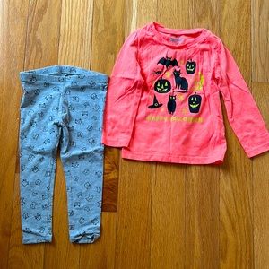 OshKosh Toddler Girl's Halloween T/Cat and Jack Leggings Bundle Size 2T